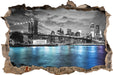 New York Skyline B&W 3D Wandtattoo Wanddurchbruch
