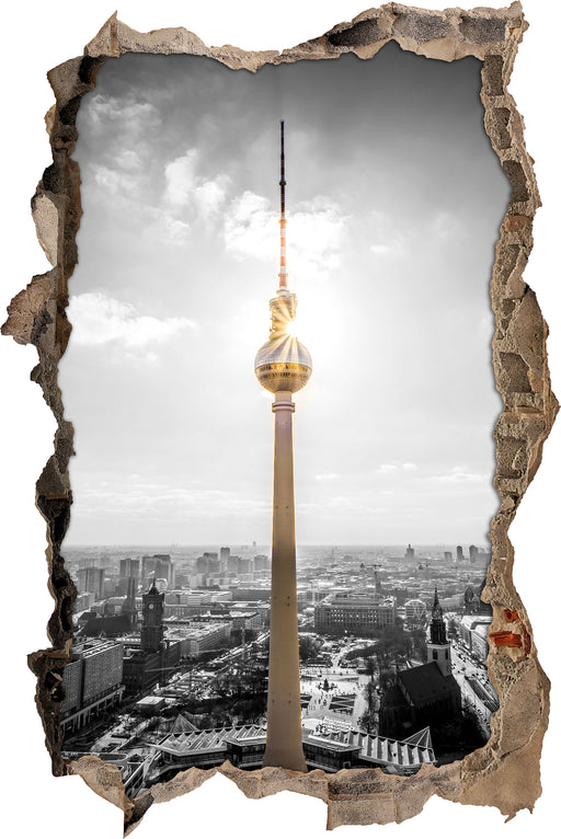 Berliner Fernsehturm 3D Wandtattoo Wanddurchbruch
