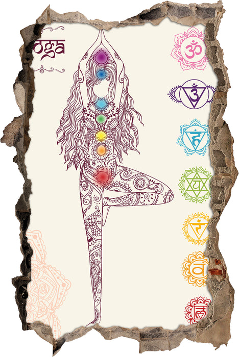Pixxprint Yogafigur in der Tree Pose, 3D Wandtattoo