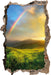 Berge mit Regenbogen am Himmel  3D Wandtattoo Wanddurchbruch