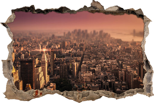 New York City bei Sonnenuntergang  3D Wandtattoo Wanddurchbruch