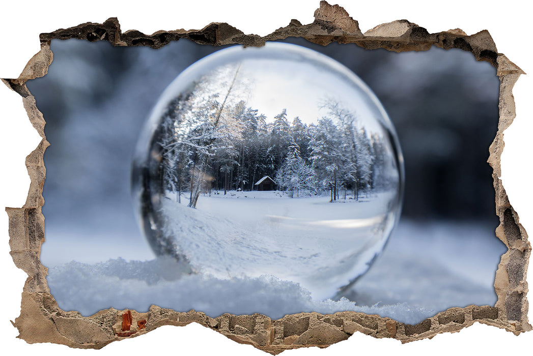 Pixxprint Eiskugel Winterlandschaft, 3D Wandtattoo