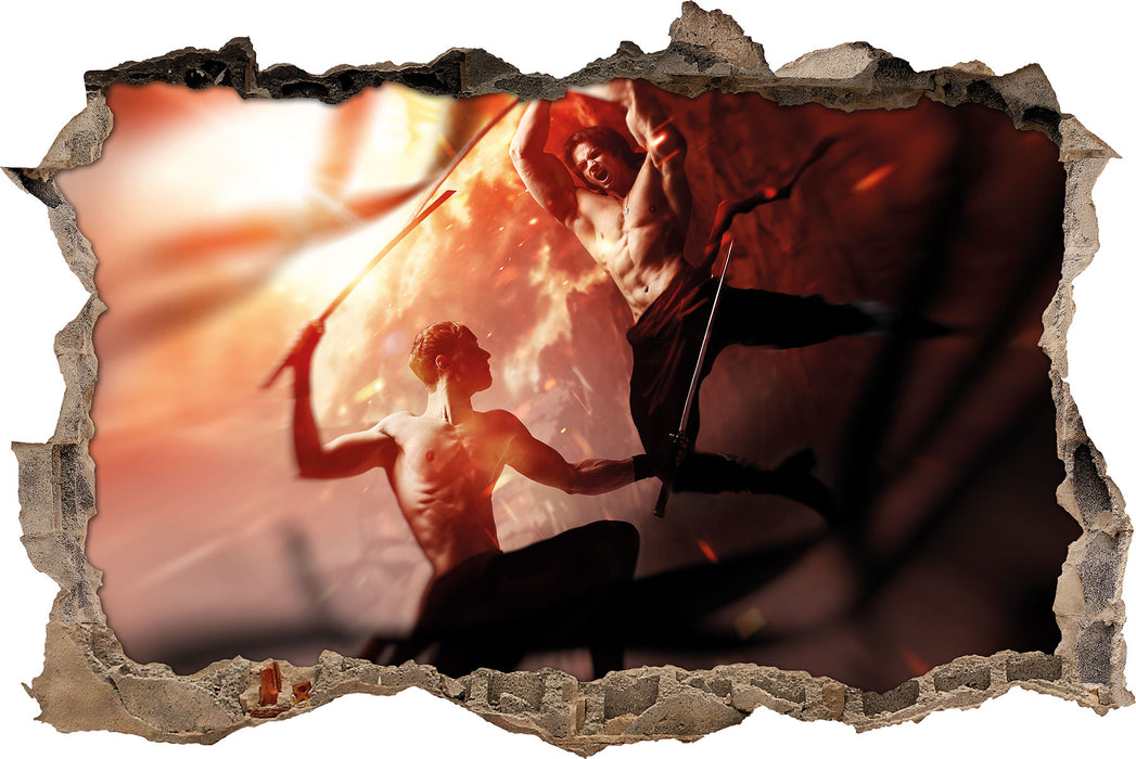 Pixxprint Krieger mit scharfem Schwert, 3D Wandtattoo