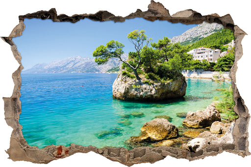 Dalmatia Strand in Kroatien 3D Wandtattoo Wanddurchbruch