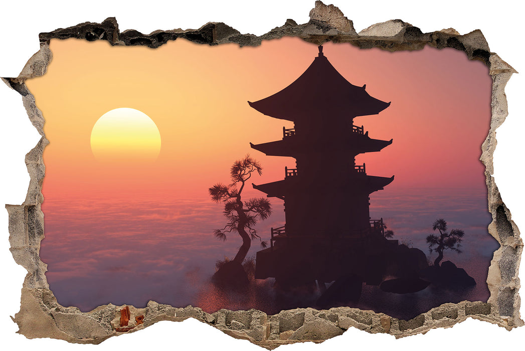 Pixxprint Buddhistischer Tempel in Asien, 3D Wandtattoo