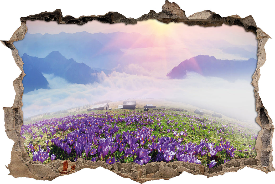 Pixxprint Krokusse in den Bergen, 3D Wandtattoo