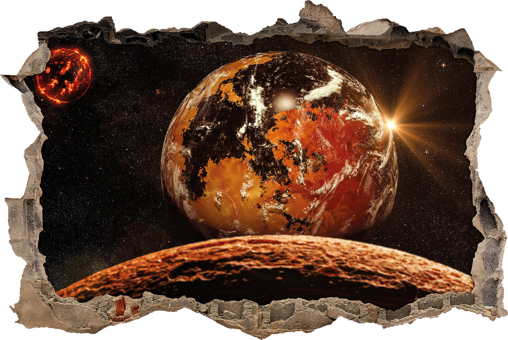 Pixxprint Rote Planeten in der Galaxie, 3D Wandtattoo