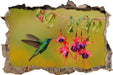 Kolibri trinkt vom Blütennektar  3D Wandtattoo Wanddurchbruch