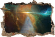 Kosmische Treppe in die Galaxis  3D Wandtattoo Wanddurchbruch