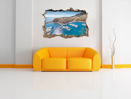 Atemberaubende Küste von Monaco 3D Wandtattoo Wanddurchbruch Wand