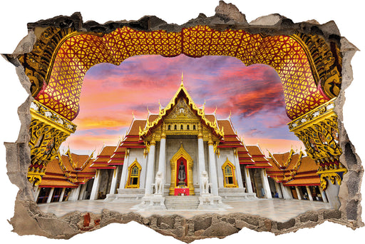 Marmortempel von Bangkok  3D Wandtattoo Wanddurchbruch
