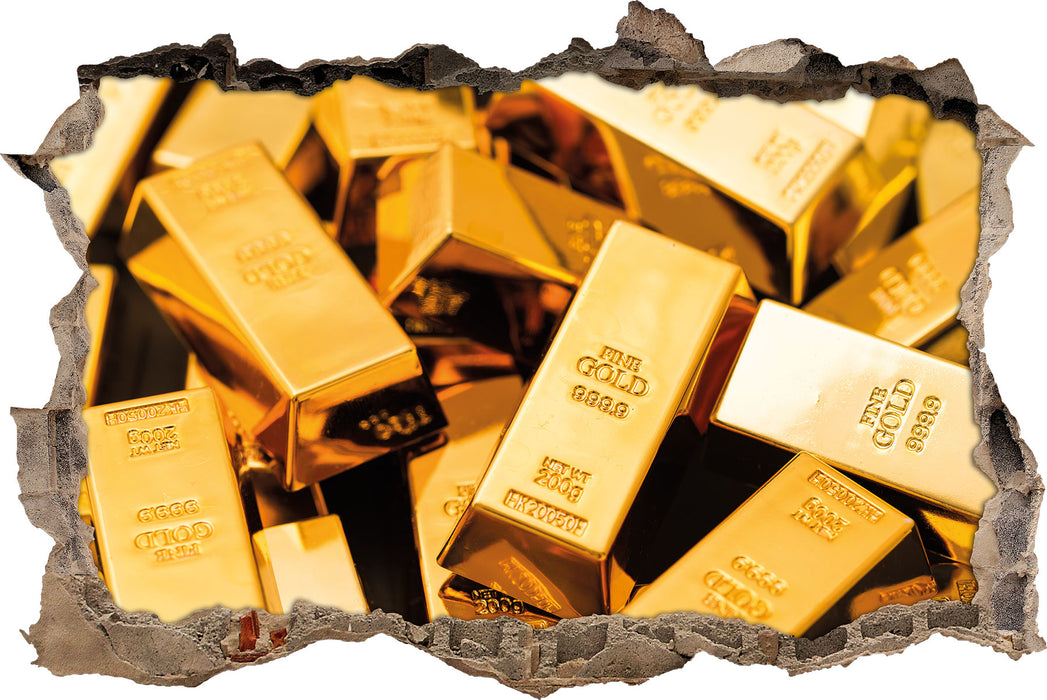 Pixxprint Eine Menge an Goldbarren, 3D Wandtattoo