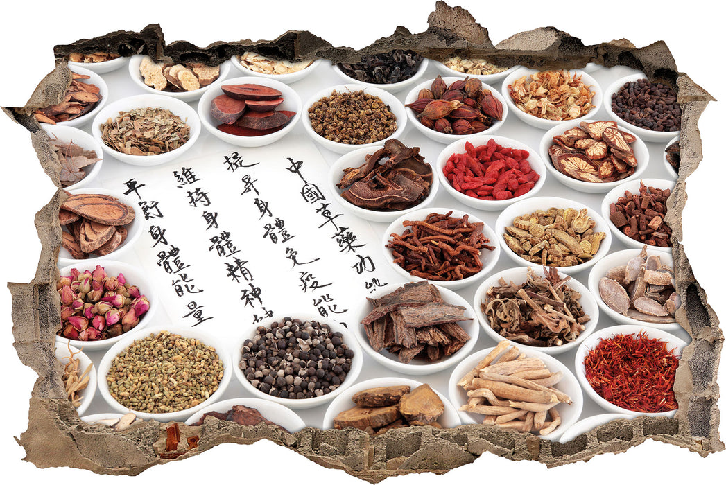 Pixxprint Chinesische Kräutermedizin, 3D Wandtattoo