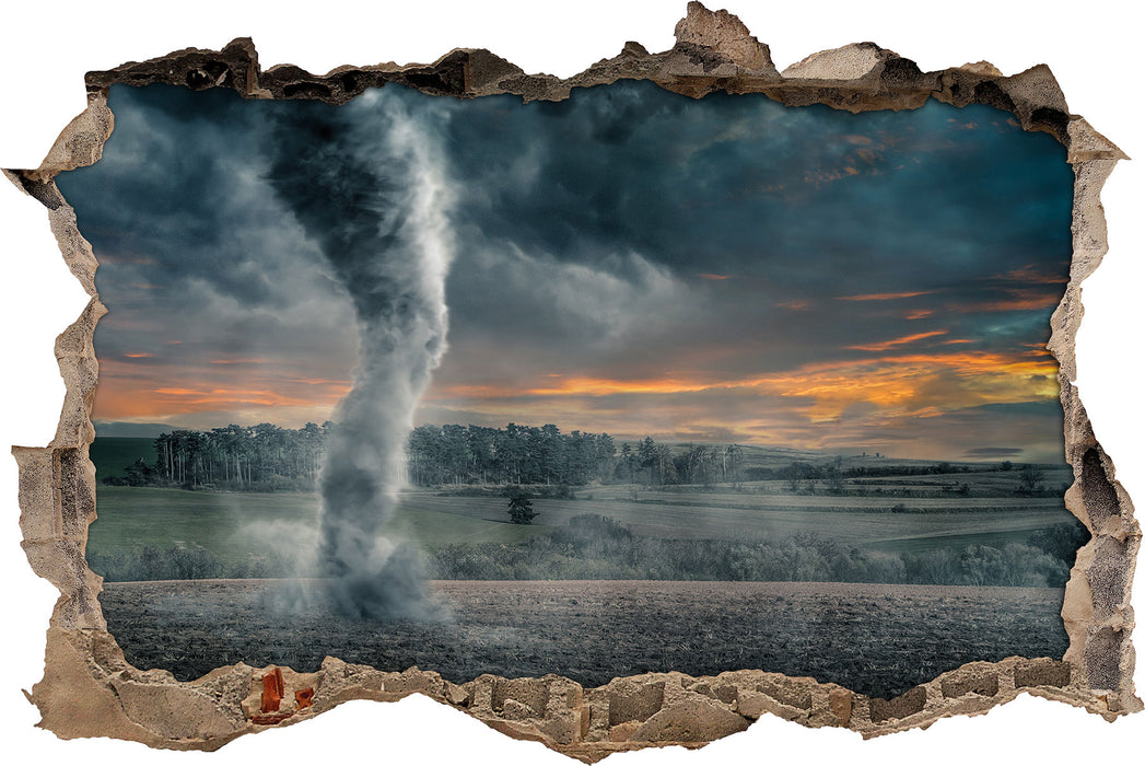 Pixxprint Schwarzer Tornado auf dem Feld, 3D Wandtattoo