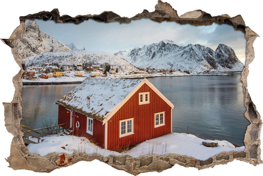 Pixxprint Fischerhaus Lofoten, 3D Wandtattoo