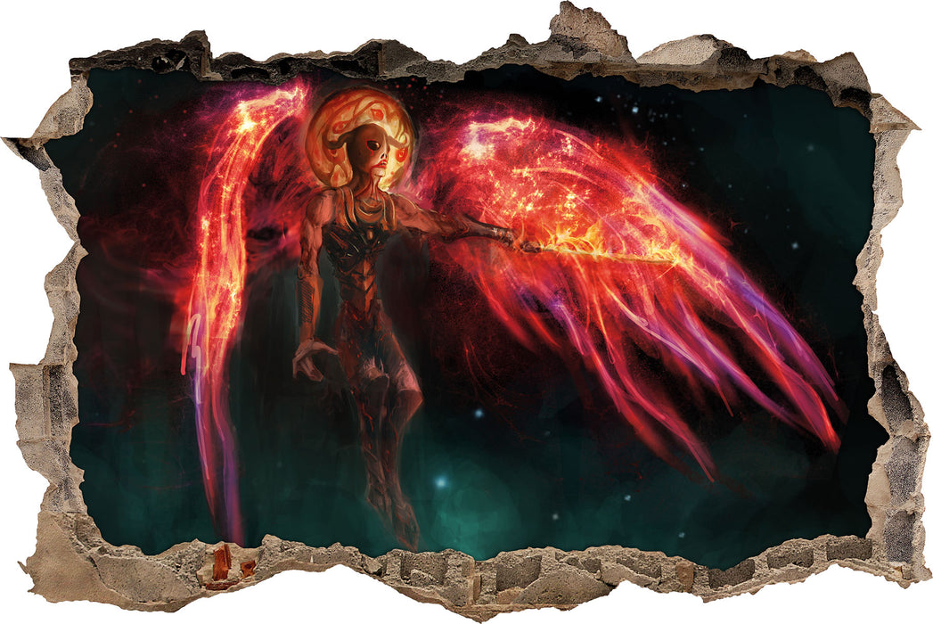 Pixxprint Alien Teufel im Weltraum, 3D Wandtattoo