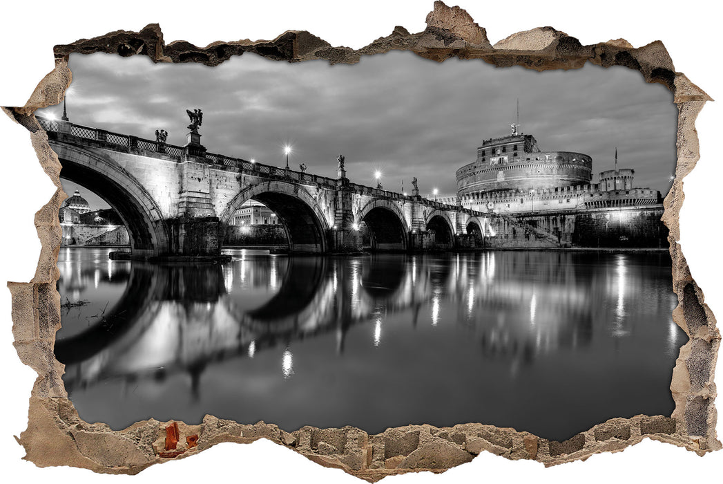 Pixxprint Nachtansicht von S. Angelo-Brücke, 3D Wandtattoo