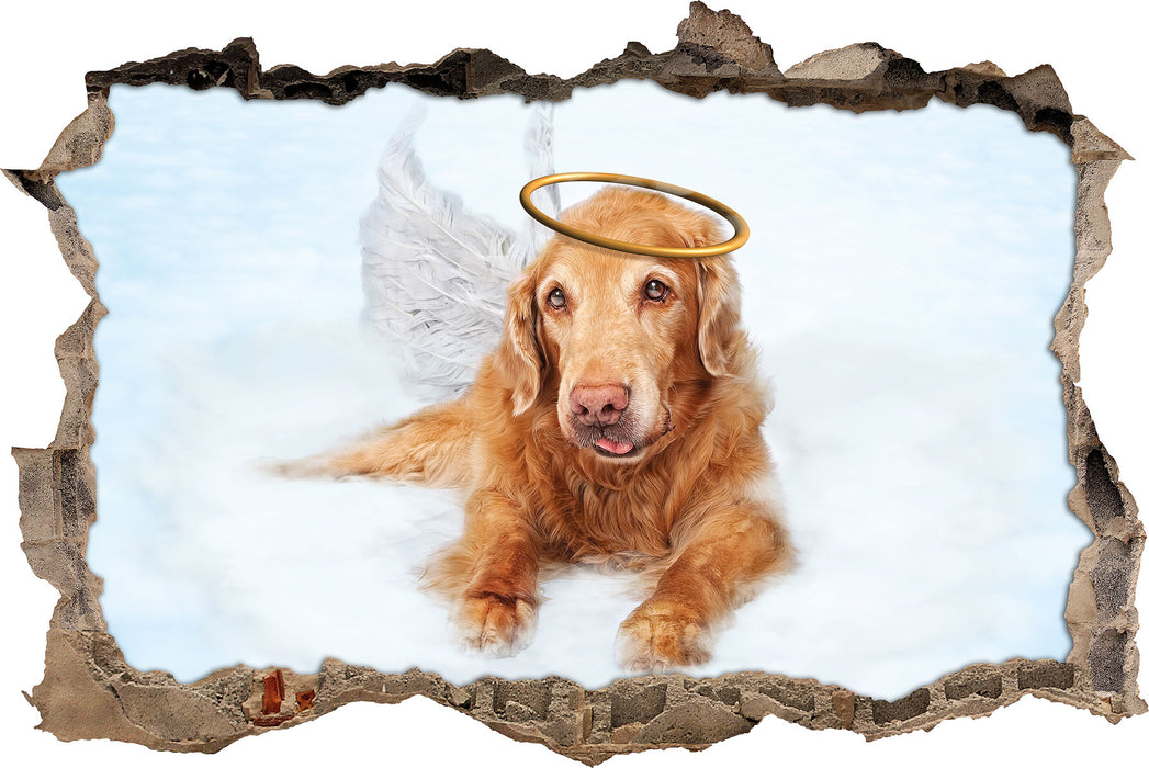 Pixxprint Hundeengel auf Wolke#, 3D Wandtattoo