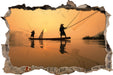 Fischer beim Angeln in Thailand  3D Wandtattoo Wanddurchbruch