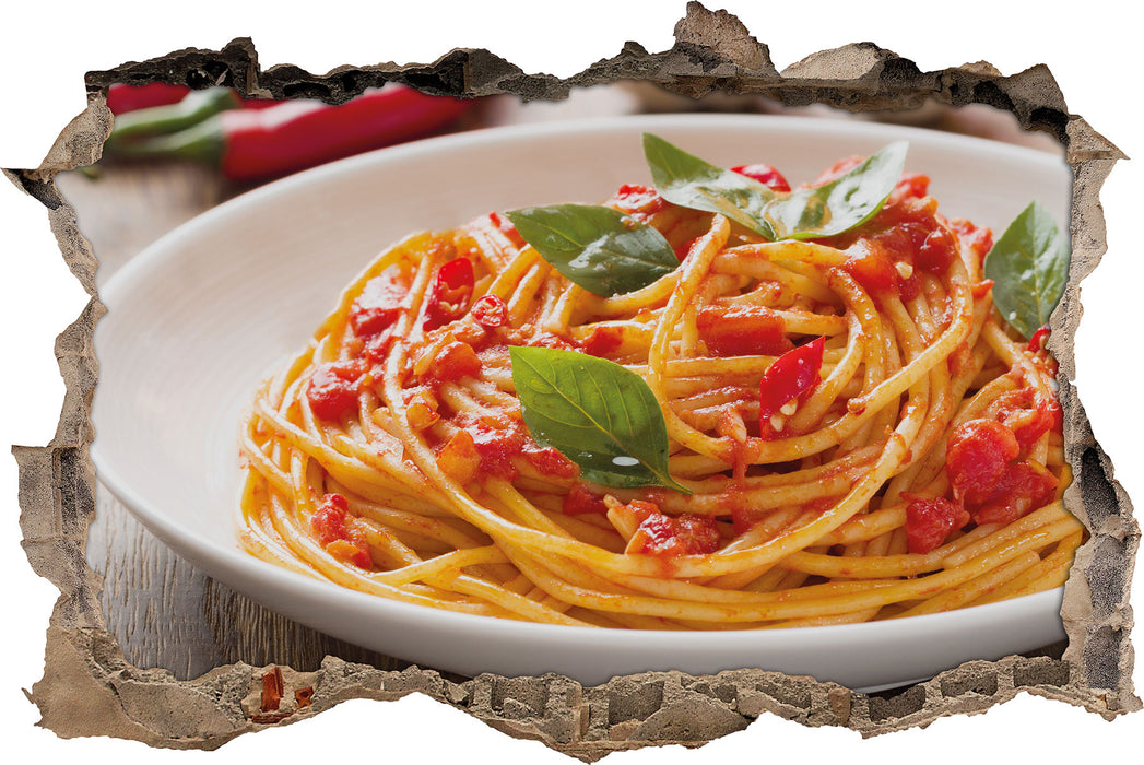 Pixxprint Rustikale italienische Spaghetti, 3D Wandtattoo