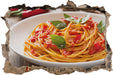 Rustikale italienische Spaghetti  3D Wandtattoo Wanddurchbruch