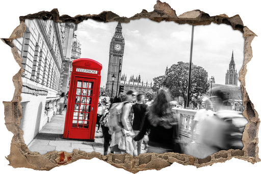 Typische Telefonzelle in London  3D Wandtattoo Wanddurchbruch