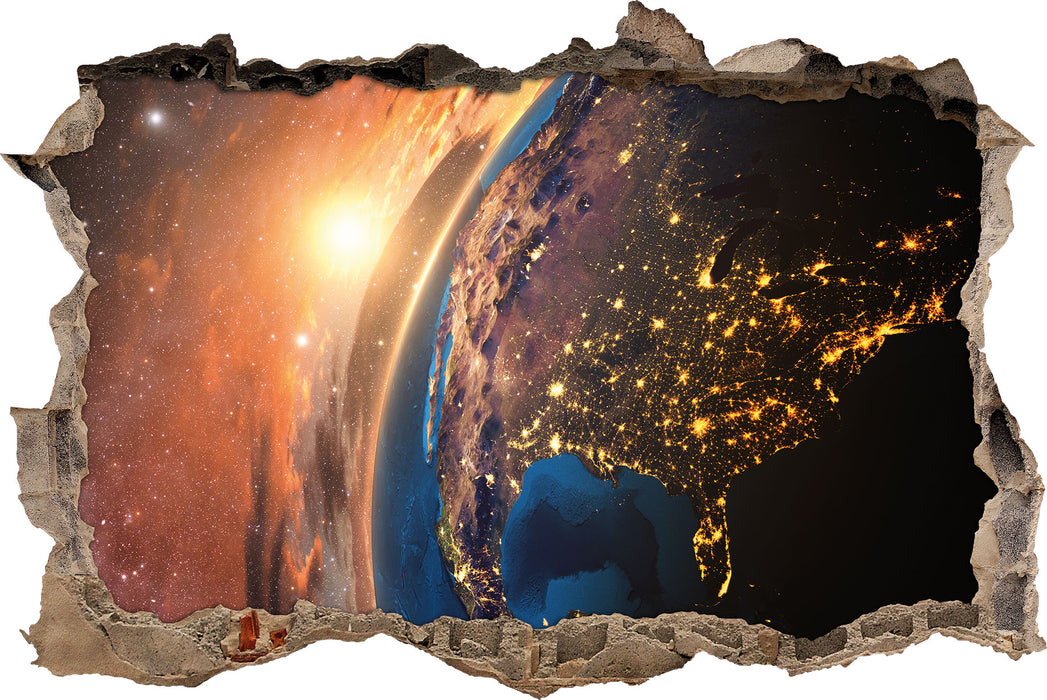 Pixxprint 3D-Rendering der Erde, 3D Wandtattoo