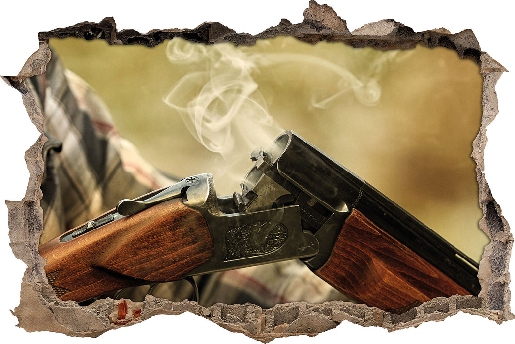 Pixxprint Jagdgewehr nach dem Brand, 3D Wandtattoo