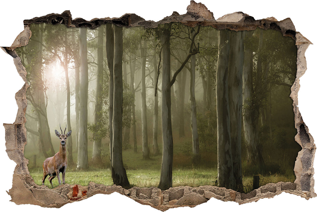 Pixxprint Hirsch im Wald, 3D Wandtattoo