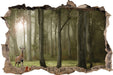 Hirsch im Wald  3D Wandtattoo Wanddurchbruch