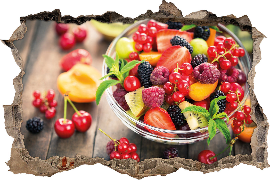 Pixxprint Obstsalat in der Schüssel, 3D Wandtattoo