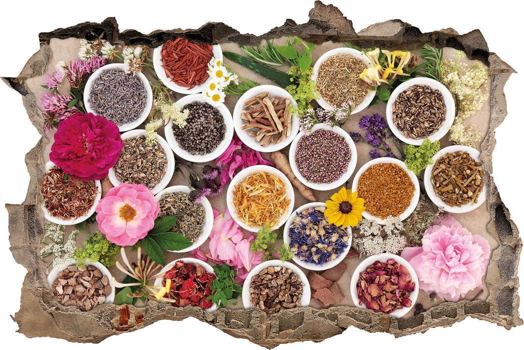 Pixxprint Heilende Kräuter und Blumen, 3D Wandtattoo