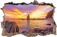 Küstenlinie mit Sonnenuntergang  3D Wandtattoo Wanddurchbruch