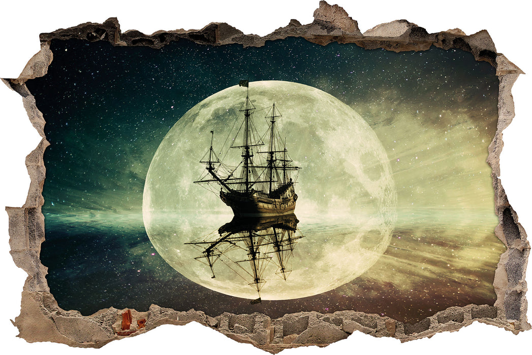Pixxprint Geisterschiff im Weltall, 3D Wandtattoo