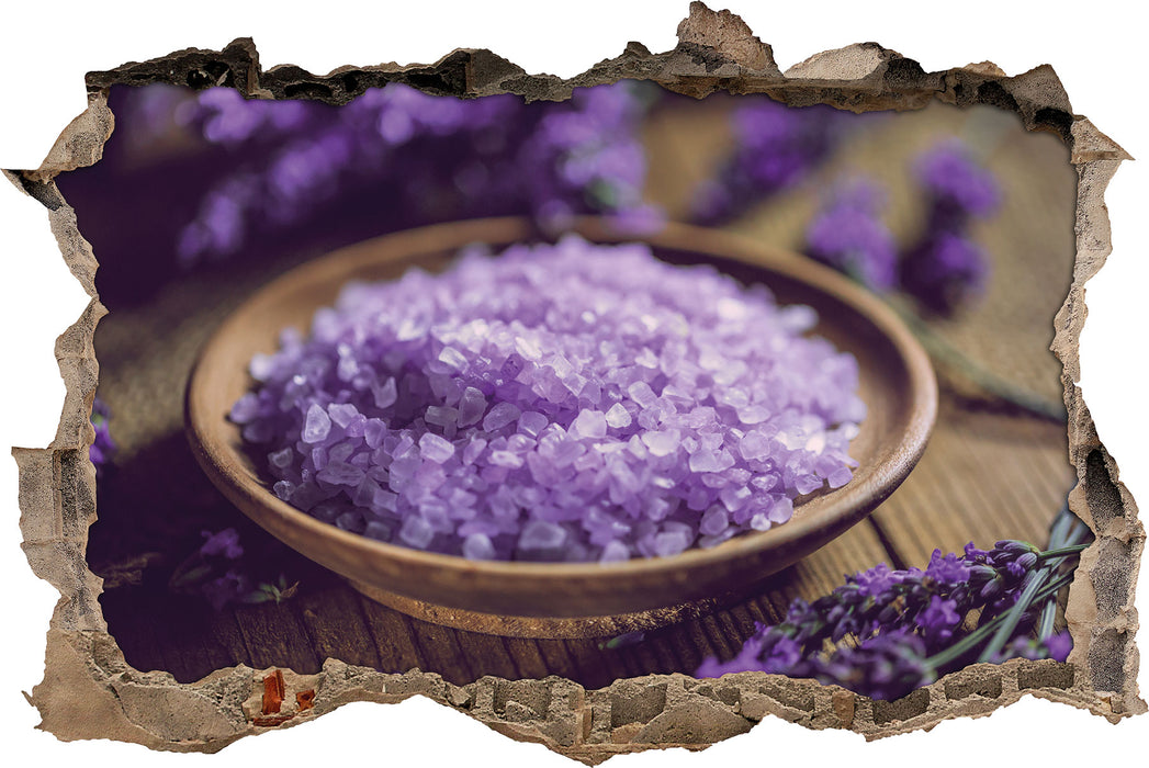 Pixxprint Badesalz auf Holzuntergrund, 3D Wandtattoo