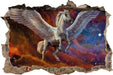 Weißer Pegasus mit Engelsflügel  3D Wandtattoo Wanddurchbruch