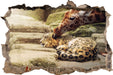 Leopard und Giraffe  3D Wandtattoo Wanddurchbruch