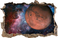 Mars im Weltall  3D Wandtattoo Wanddurchbruch
