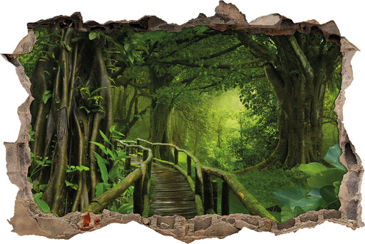 Weg durch den Tropenwald  3D Wandtattoo Wanddurchbruch