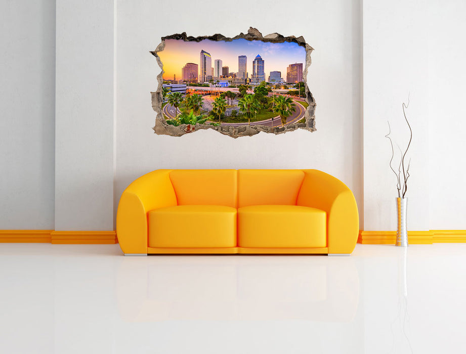 Skyline in den USA 3D Wandtattoo Wanddurchbruch Wand