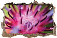 wunderschöne lila Blume im Fokus  3D Wandtattoo Wanddurchbruch