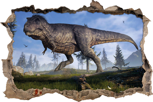T-Rex Dinosaurier in der Natur 3D Wandtattoo Wanddurchbruch