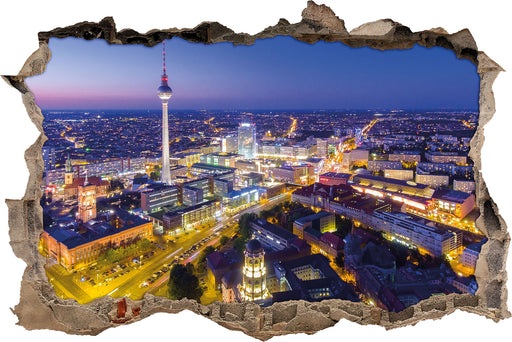 Berlin City Panorama  3D Wandtattoo Wanddurchbruch