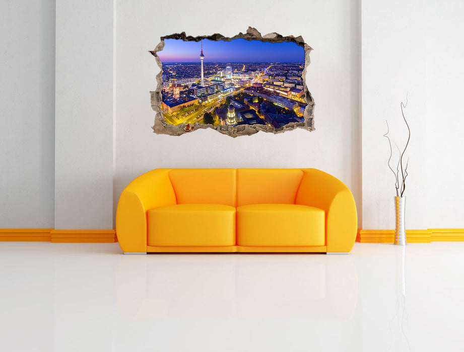 Berlin City Panorama 3D Wandtattoo Wanddurchbruch Wand