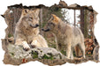 Wölfe im Wald 3D Wandtattoo Wanddurchbruch