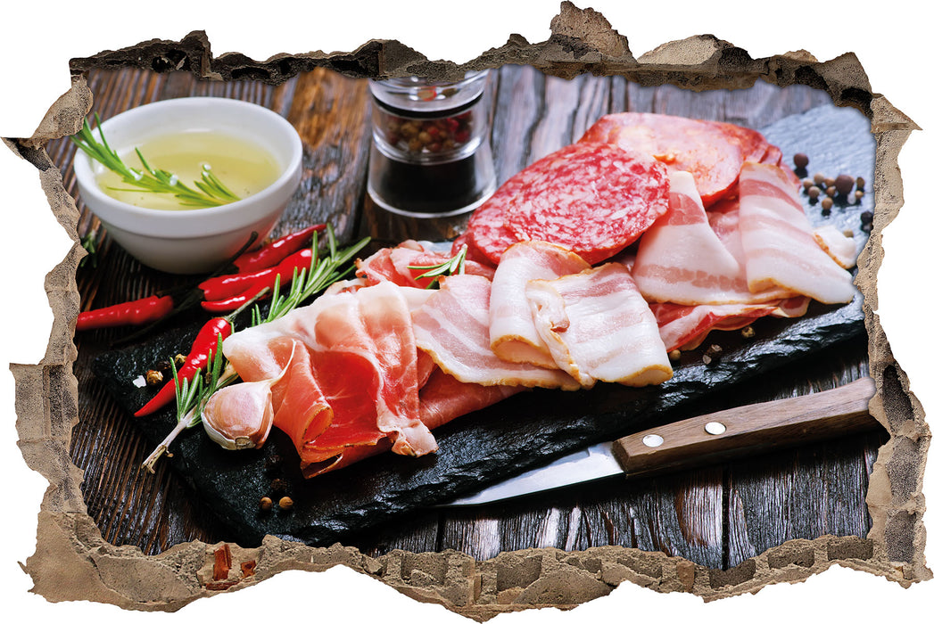 Pixxprint Antipasti Wurstsorten, 3D Wandtattoo