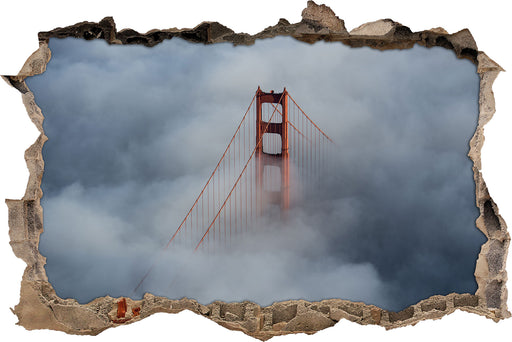 Golden Gate Bridge über den Wolken  3D Wandtattoo Wanddurchbruch