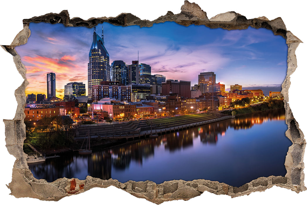 Pixxprint Nashville Skyline Panorama, 3D Wandtattoo
