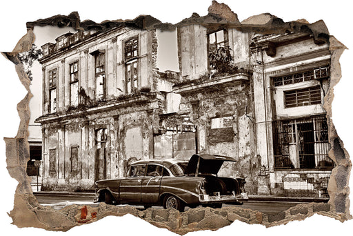die Strassen Havannas  3D Wandtattoo Wanddurchbruch