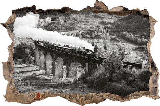 Lokomotive Glenfinnan Viadukt  3D Wandtattoo Wanddurchbruch